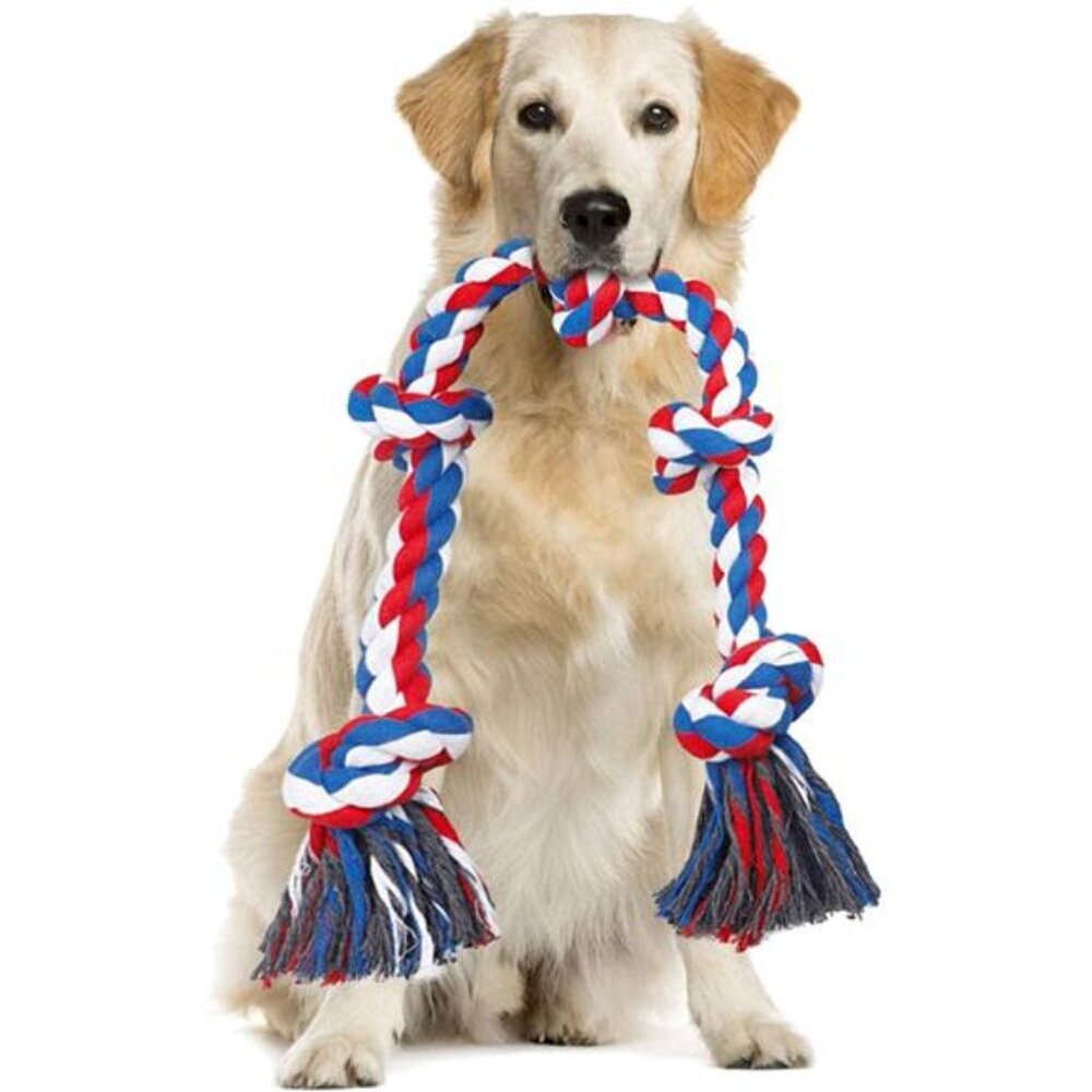 Dog Rope Toys for Aggressive Chewers, Tug of War Dog Toy with 5 Knot Rope for